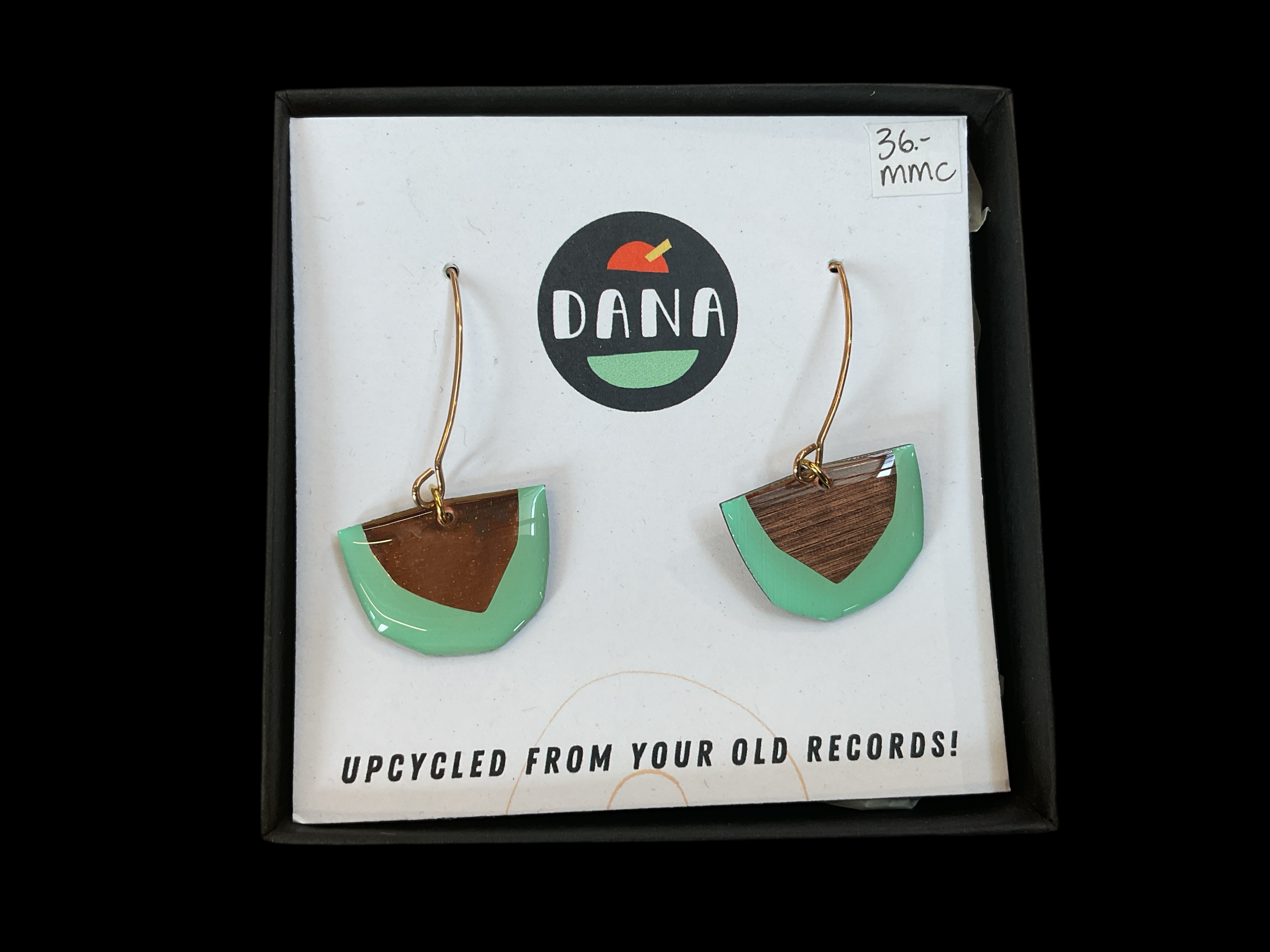 DANA Jewellery - Vinyl Record Earrings - Bronze & Green