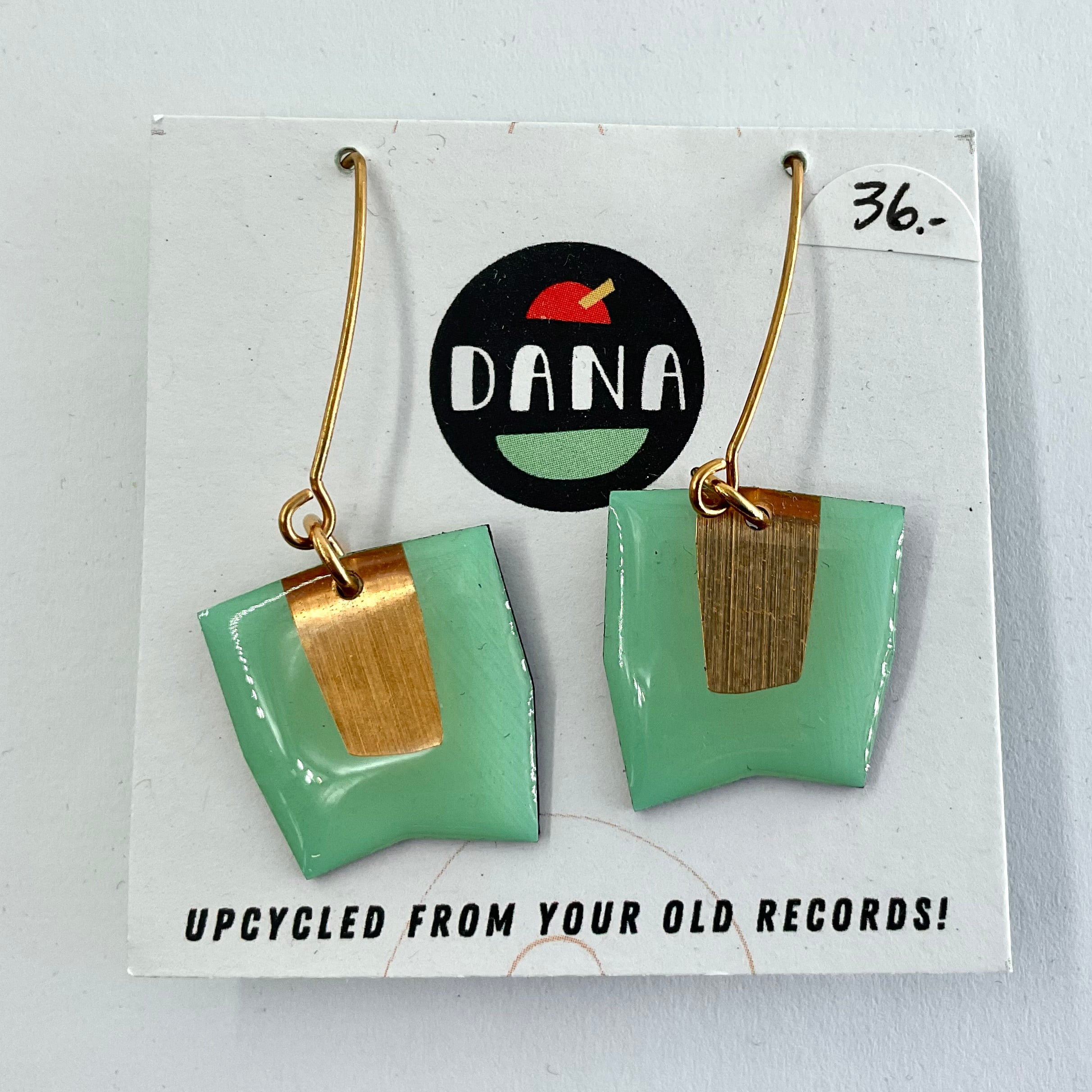 DANA Jewellery - Vinyl Record Earrings - Connie Green & Bronze/Metallic