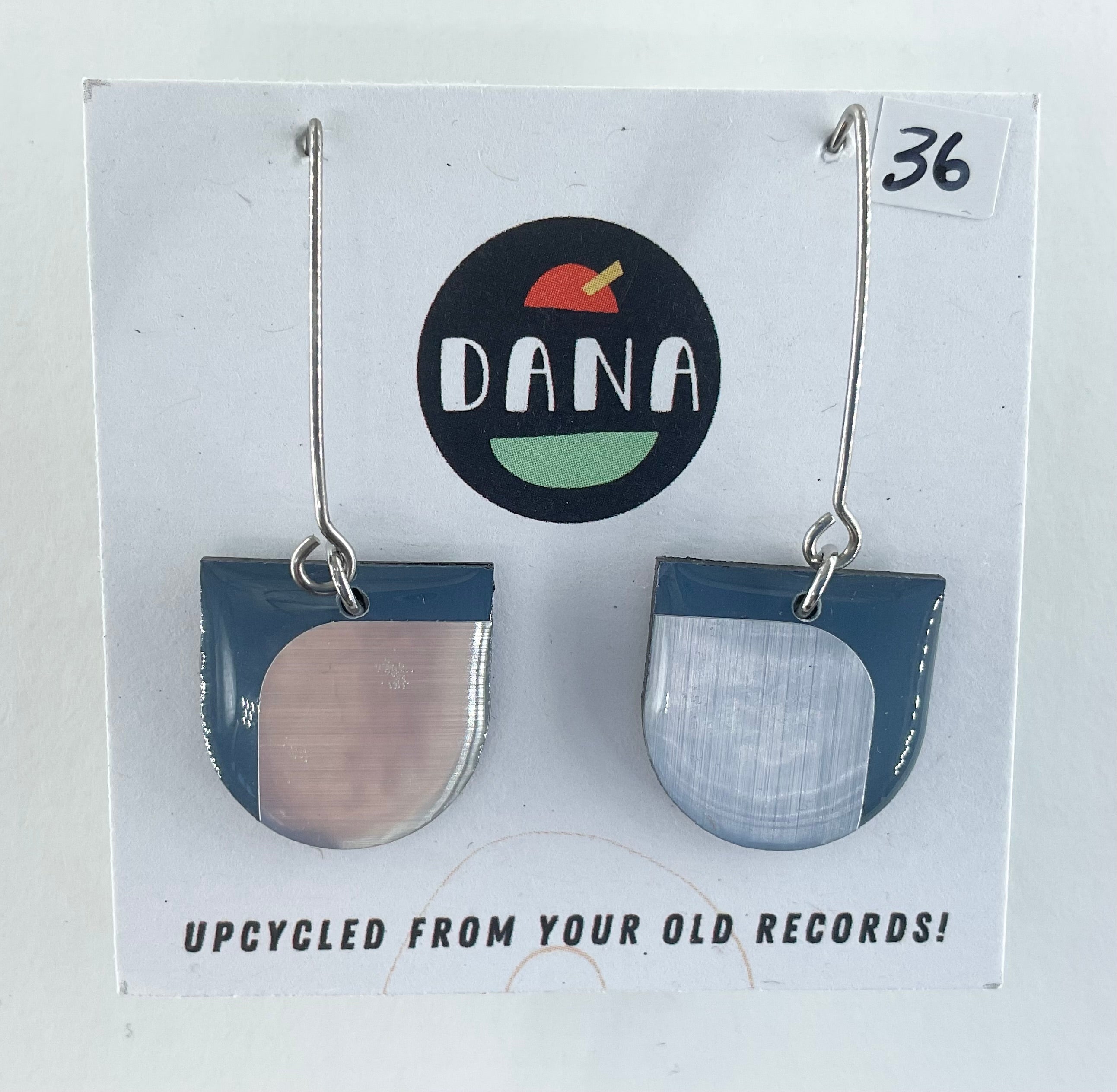 DANA Jewellery - Vinyl Record Earrings - Dee Grey/Silver