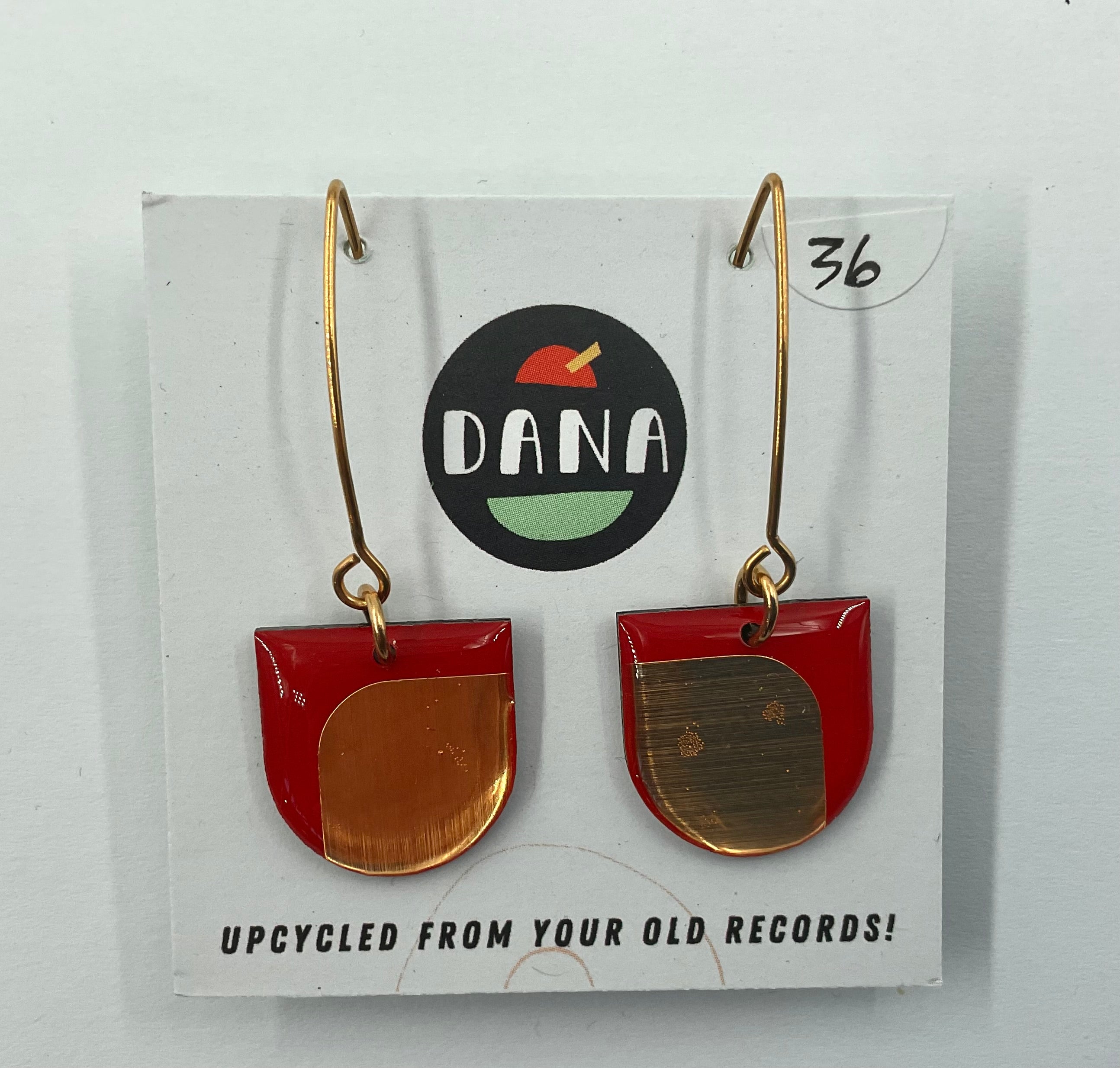 DANA Jewellery - Vinyl Record Earrings - Dee Red