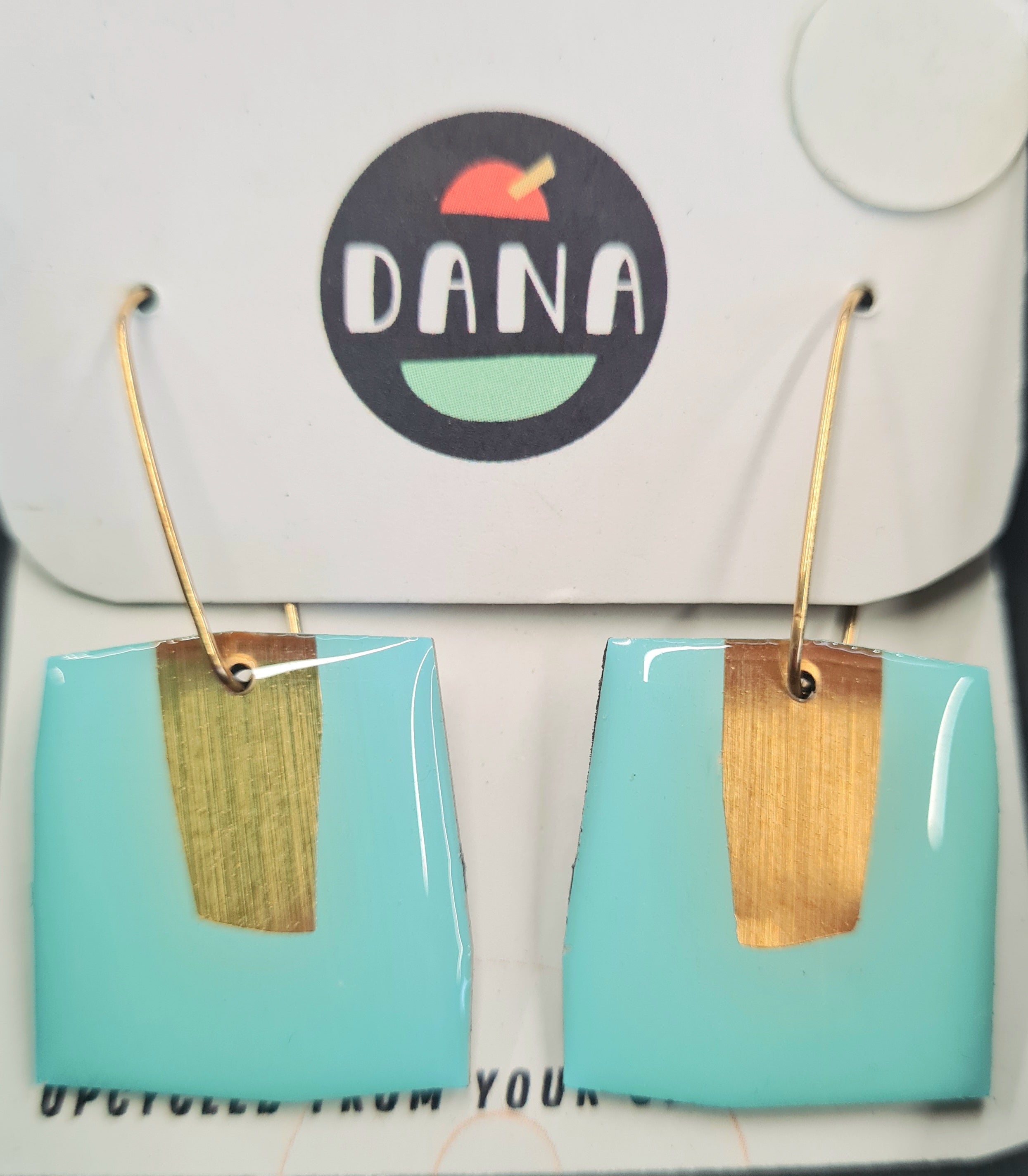 DANA Jewellery - Vinyl Record Earrings - Gold & Torqoise