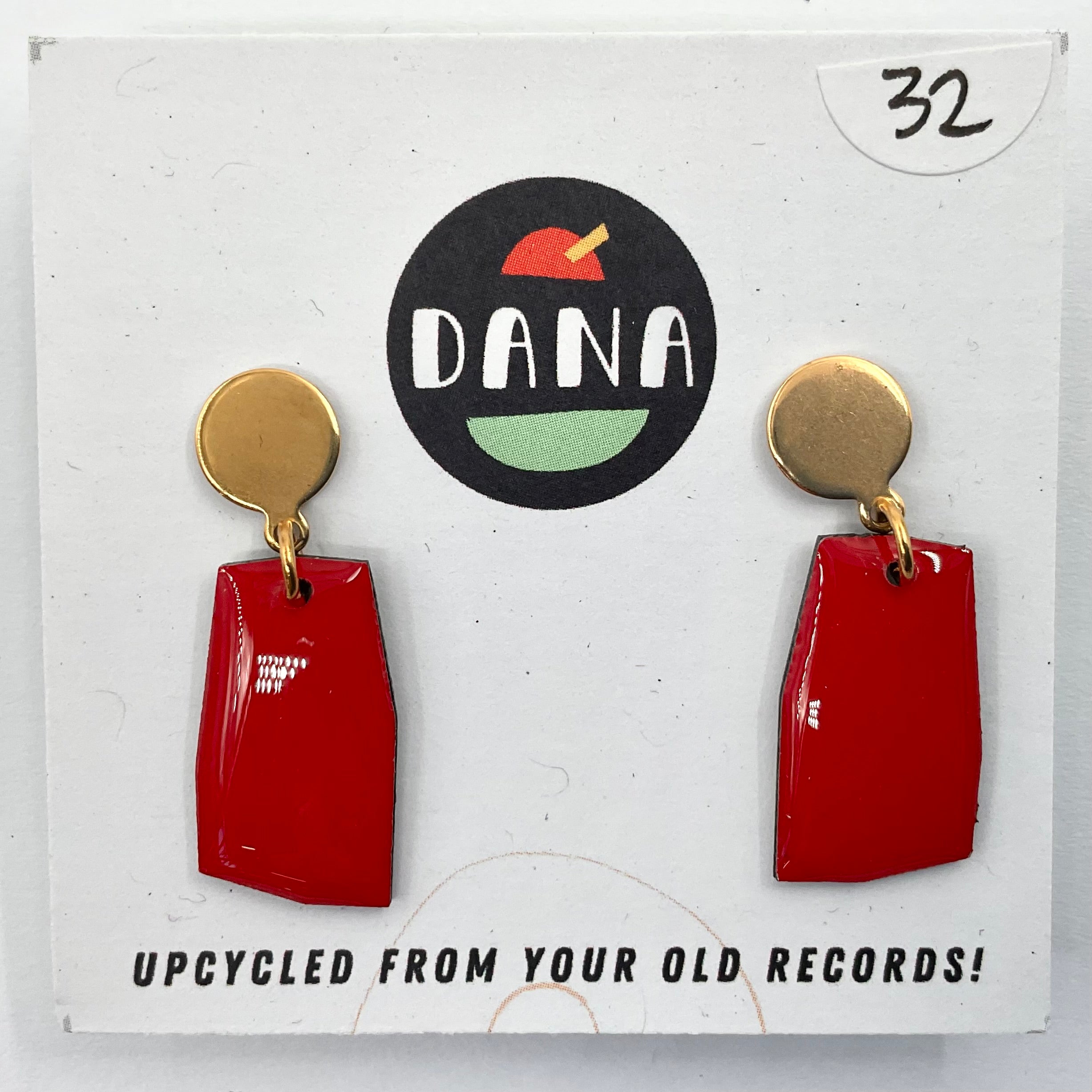 DANA Jewellery - Vinyl Record Earrings - Minnie Red