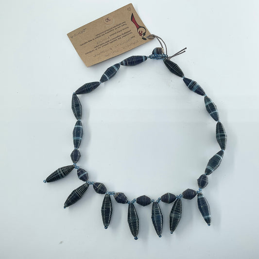 World Design Recycled Magazine Necklace Dark Blue