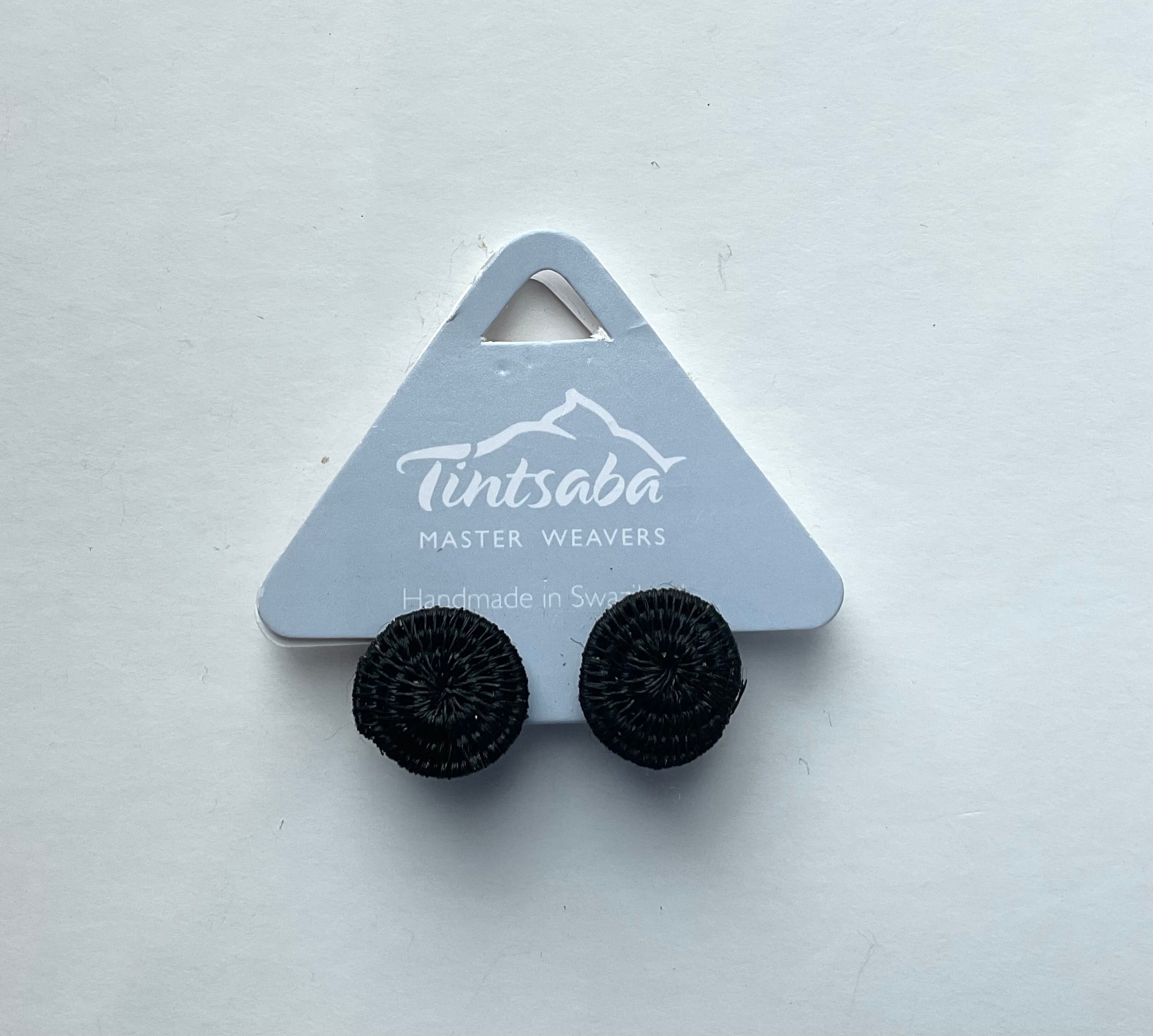 Tintsaba - Woven Sisal Stud Black Earrings