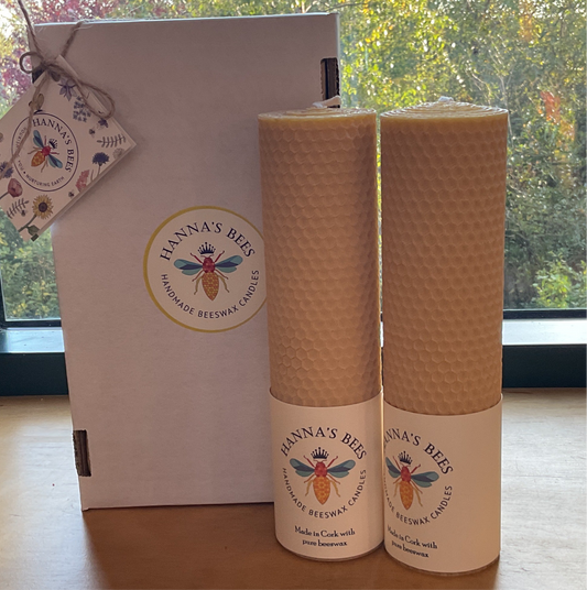 Hanna's Bees Beeswax Candle - tall& slim x2 Gift-pack