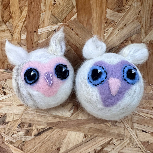 Three Sister's Felted Owls
