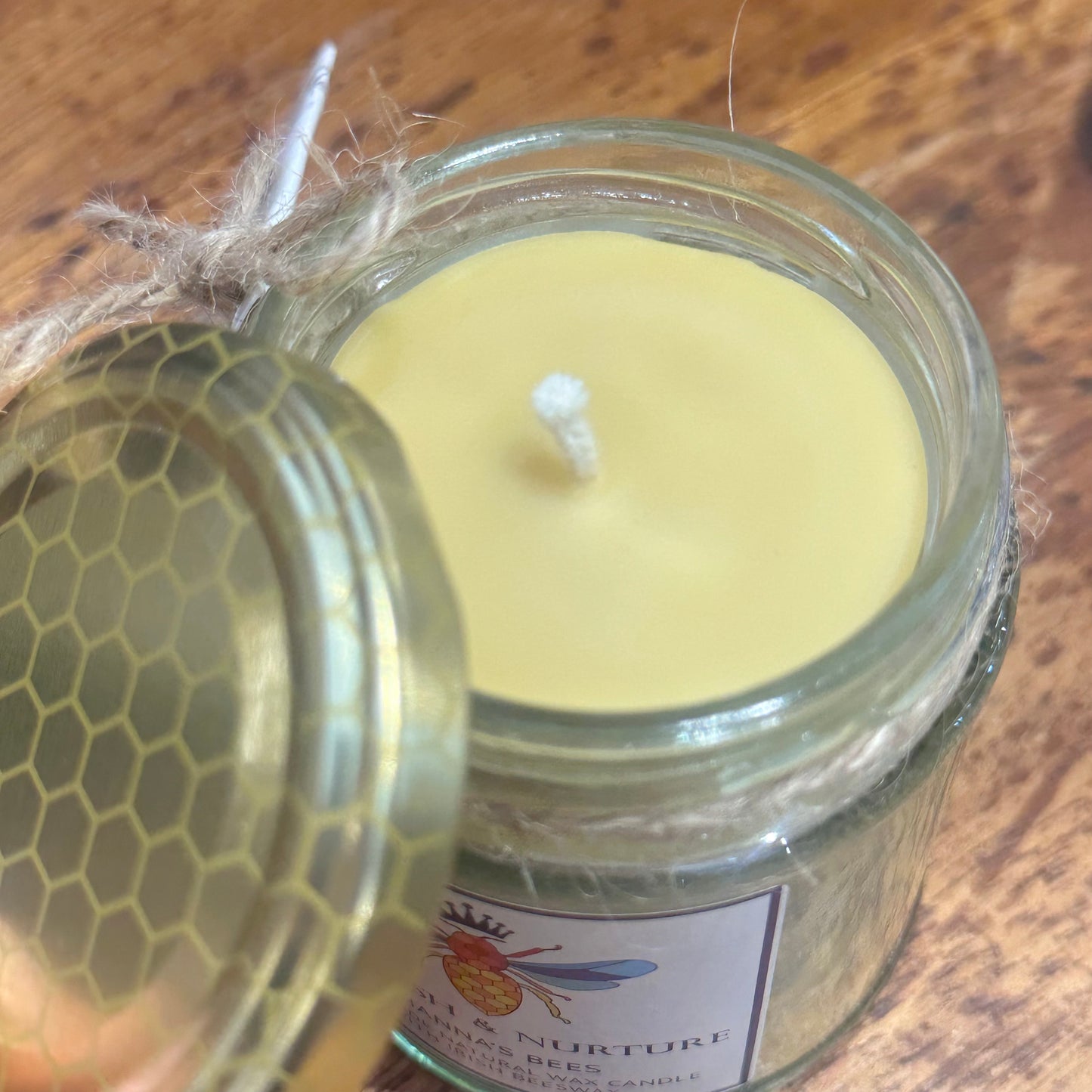 Hanna's Bees Natural Wax Candle in a jar