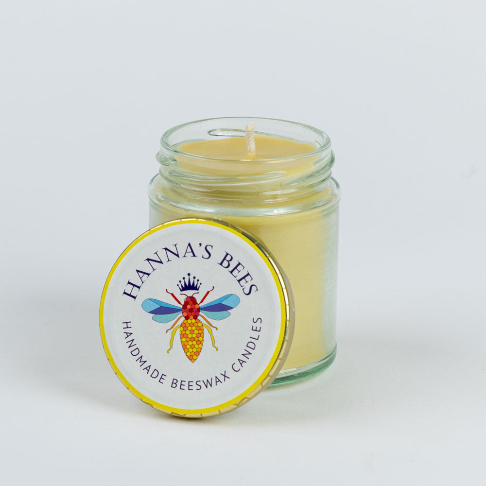 Hanna's Bees Natural Wax Candle in a jar
