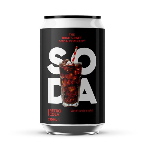 Can of Retro Cola from The Irish Craft Soda Company on a white background