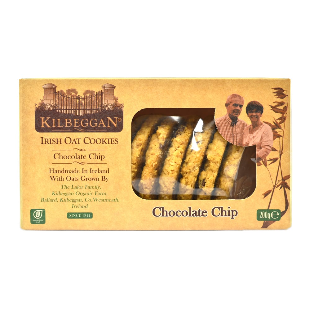 Kilbeggan Irish Oat Cookies Chocolate Chip packaging on a white background