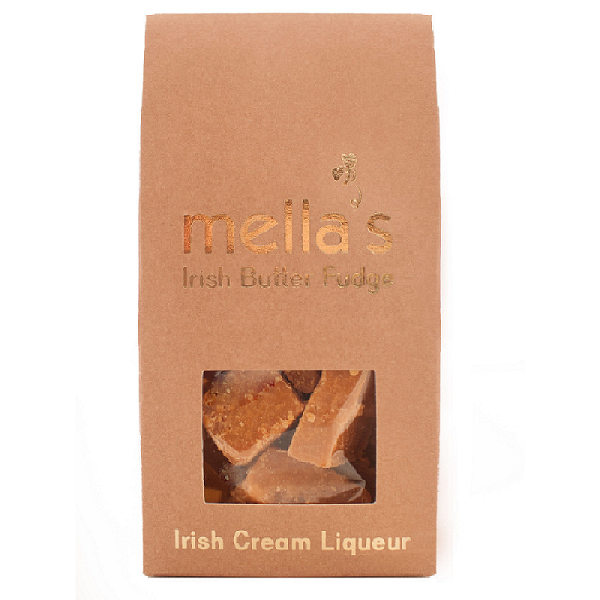 Meila's Irish Butter Fudge packaging with a window displaying the fudge.