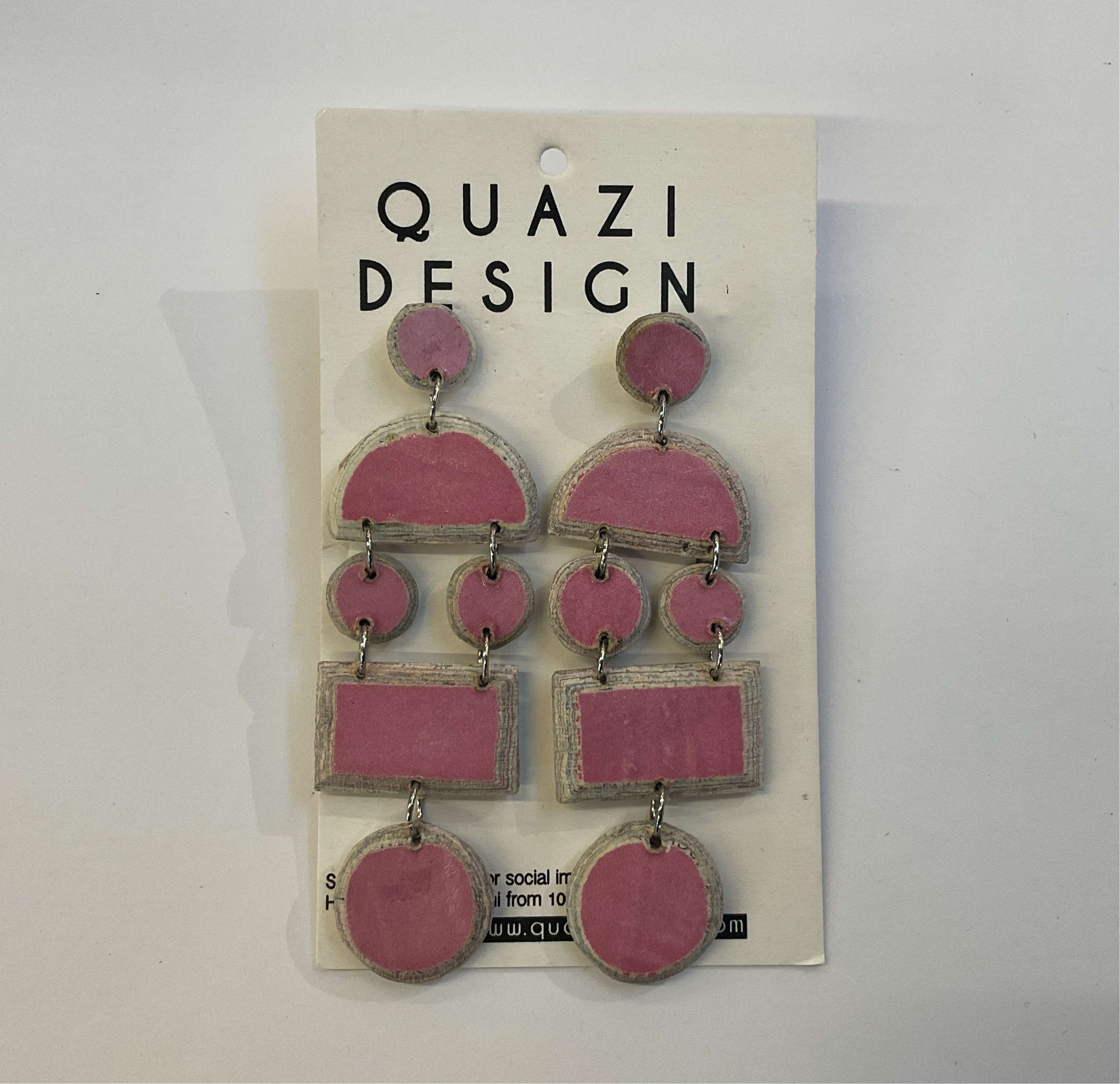 Pink Paper Drop Earrings in geometric shapes