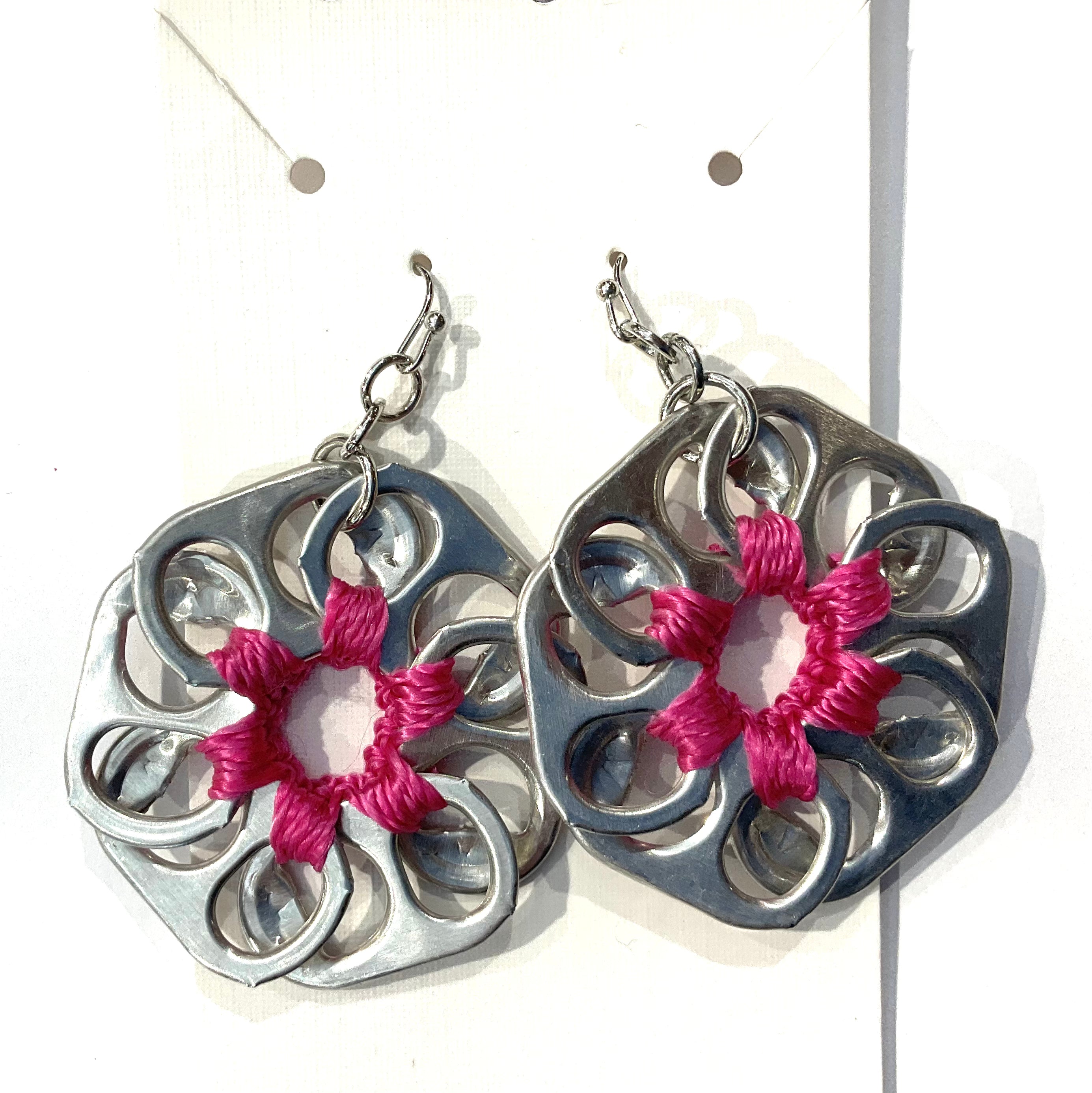 can pull earrings with pink thread