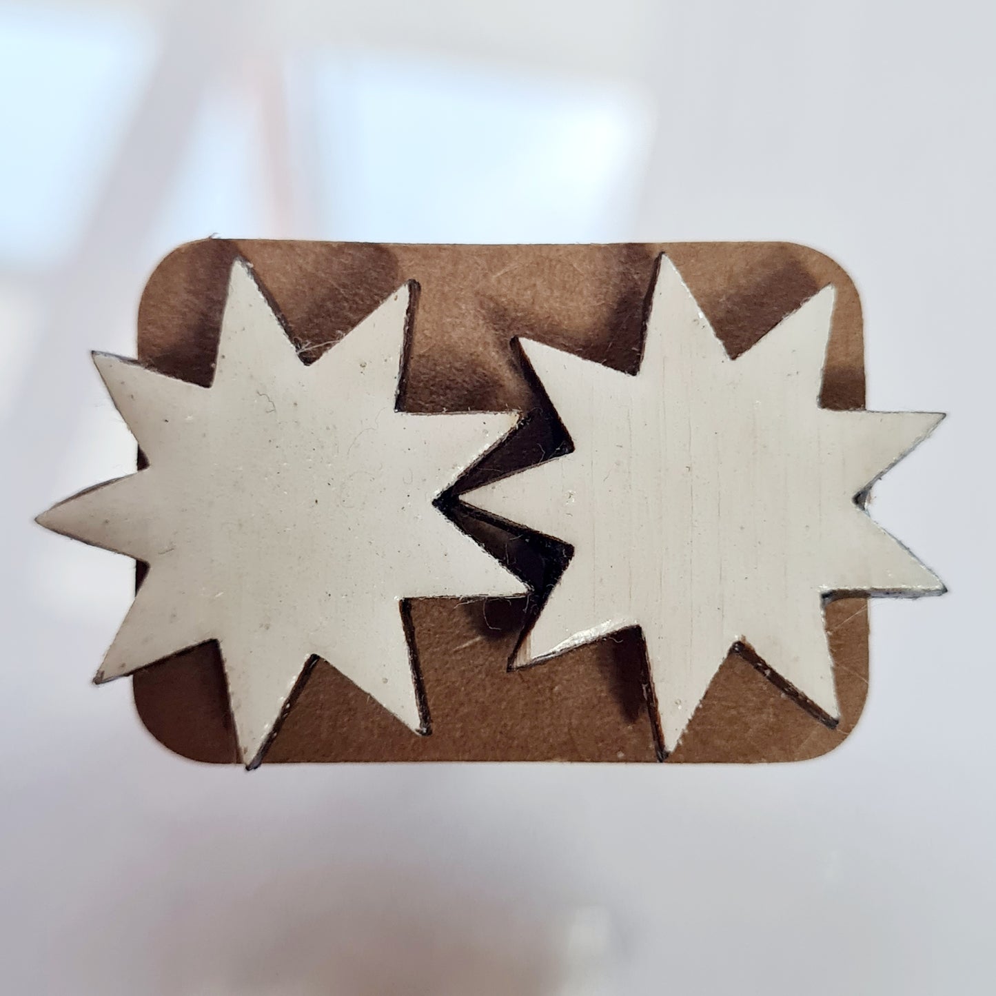 Wood Moon - White Star Stud Earrings  30% off