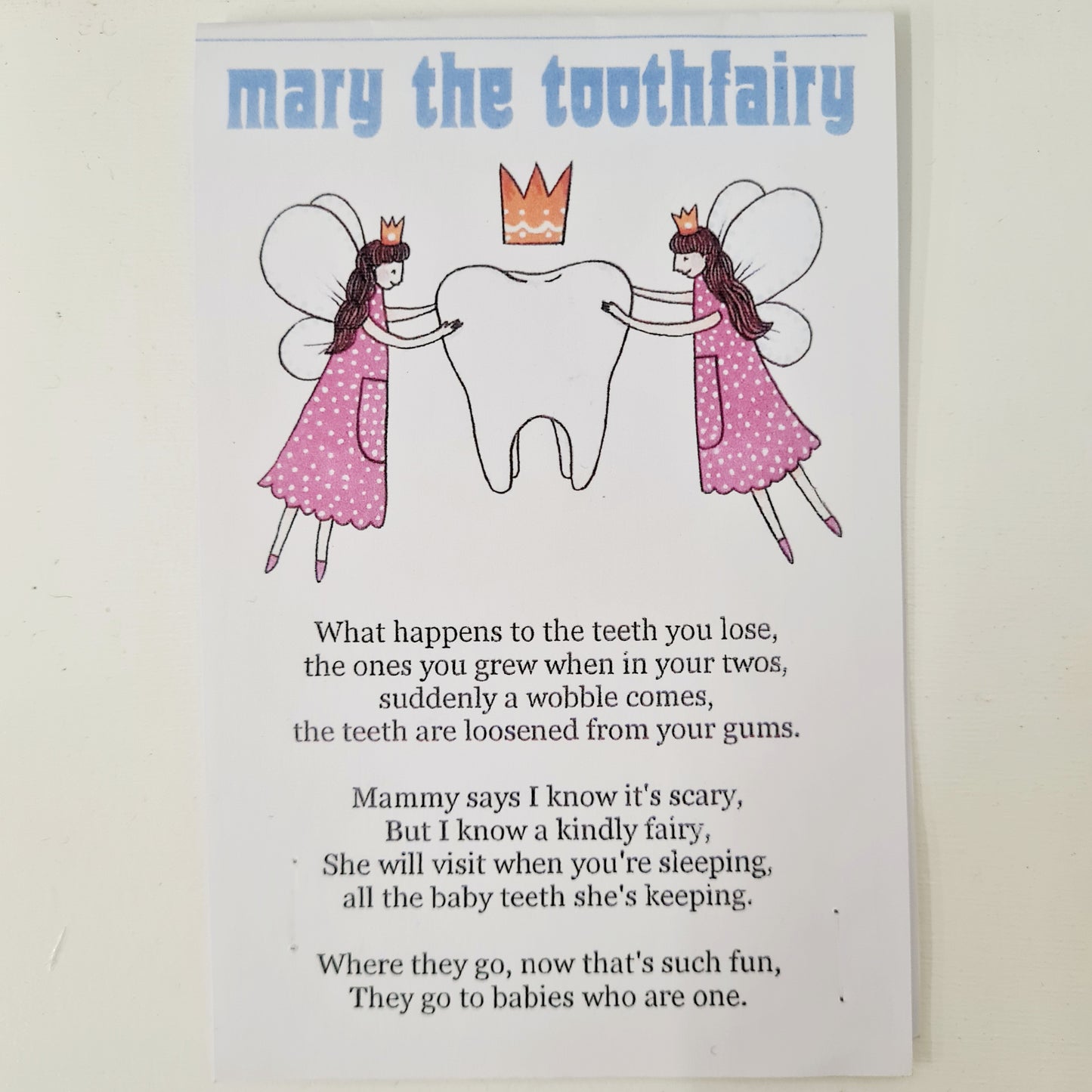 Three Sisters Handmade Irish Mary The Tooth Fairy